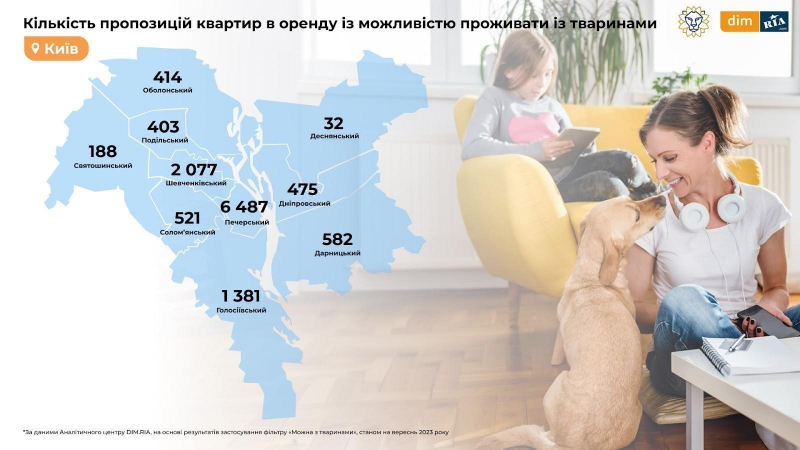 Найменше на Одещині. В Україні лише 22% квартир під оренду pet-friendly — дослідження